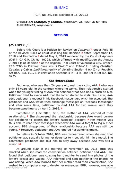 cadajas v people|Cadajas v. People G.R. No. 247348 Nov. 16 2021 Art. III Sec. 3 .